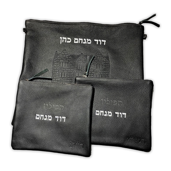 תמונה של סט לטלית ותפילין - עור שחור - 74