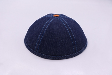 תמונה של כיפת יודאיקה דמוי ג'ינס כחול בהיר